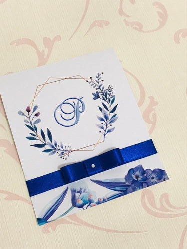 Imagem 4 de 5 de Convite De 15 Anos Floral Personalizado - 50 Unidades