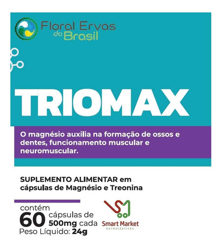 Magnésio Treonato Dimalato Cloreto Triomax 60 Cáps Floral