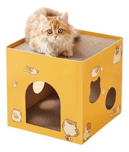 Casa De Gato, Tablero Rascador, Cartón, Caja De Amarillo S