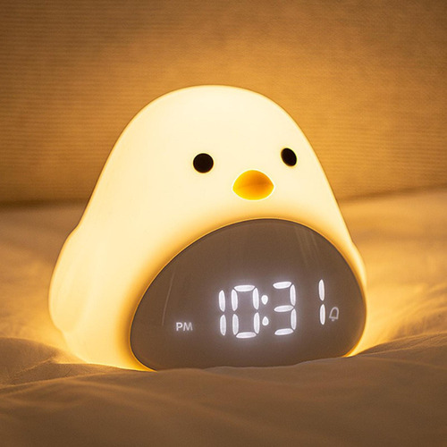 Dibujos Animados Cute Night Light Alarm Time Chick Clock