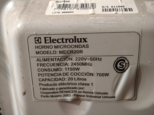 Microondas Electrolux 20 Ltrs 700w