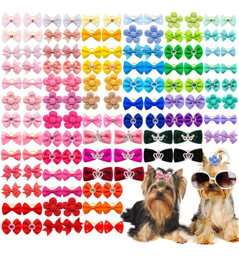 100 Lazos Para El Pelo De Perro Surtidos Lazos Para Perro De