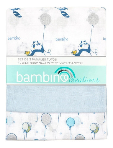 Set 3 Pañales Tutos Azul Panda Bambino 72x72cm