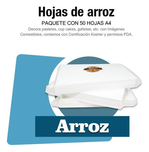 Paquete Con 50 Obleas De Arroz Imágenes Comestibles