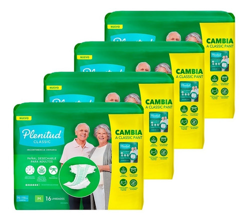 Imagen 3 de 3 de Pañal Para Adultos Plenitud Classic M Y G X 16un Pack X 4