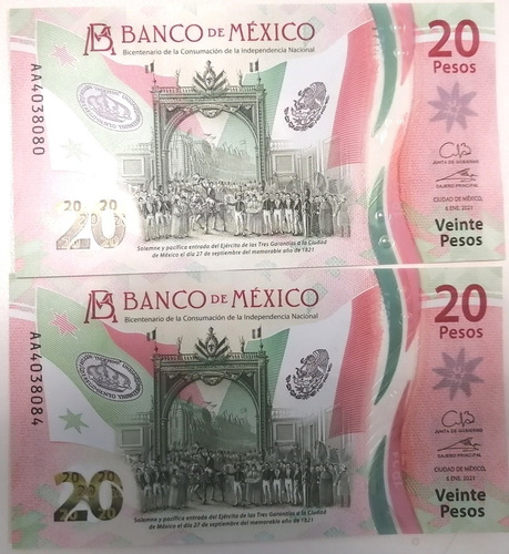 Billete 20 Pesos Serie Aa Familia G Nuevo