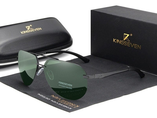 Óculos De Sol Kingseven Aviadorsol 213 Masculino Polarizado Verde-escuro
