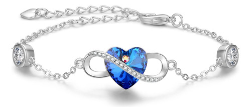 Praelinos Infinity Love Heart Pulsera De Cristal Chapado En 