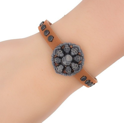 Pulsera Catrinas Calaveras Punk Rock Metal + Estuche