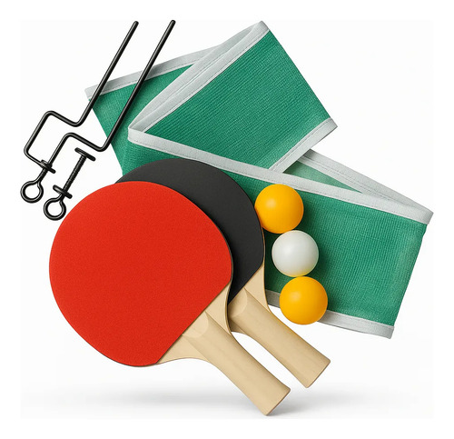 Kit Tênis De Mesa Com 2 Raquetes 1 Rede 3 Bolas Brasport Mb