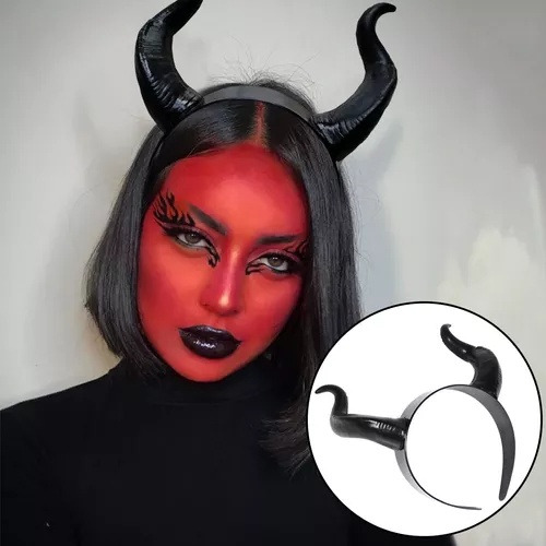 Diadema De Cuernos De Diablo, Color Negro, Cuernos De A