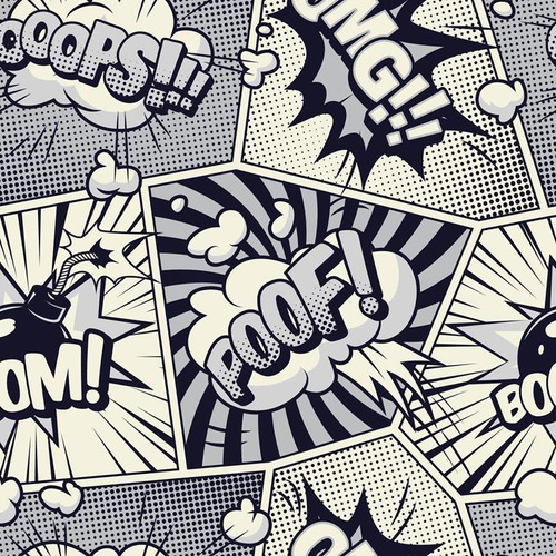 Imagem 2 de 6 de Papel De Parede Adesivo Pop Art Quadrinhos N05012 Rolo De 0,
