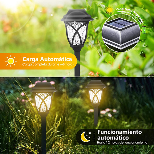 Bycray Juego De 6 Luces Solares Para Caminos De Jardín Luces