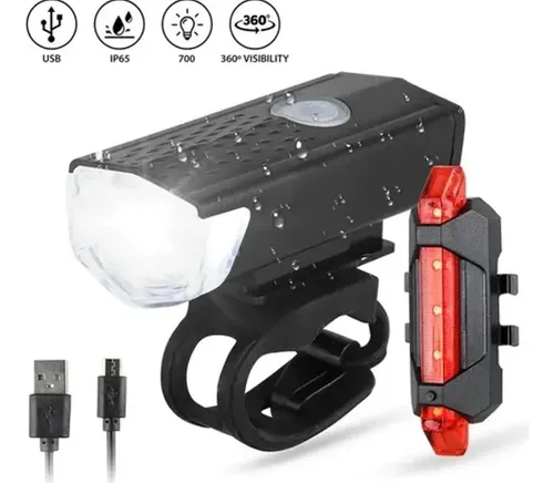 Set Luces Bicicleta Delantera Y Trasera Recargable Por Usb