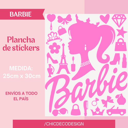 Stickers  Muñeca Barbie Autoadhesivo