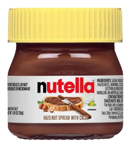 3-pack Nutella Mini Frasco Vidrio Lunch 30g Tapa Color 