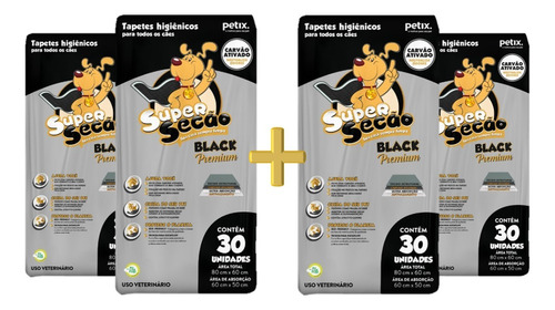 Kit 4 Tapetes Higiênicos Super Secão Black Premium 120 Uni