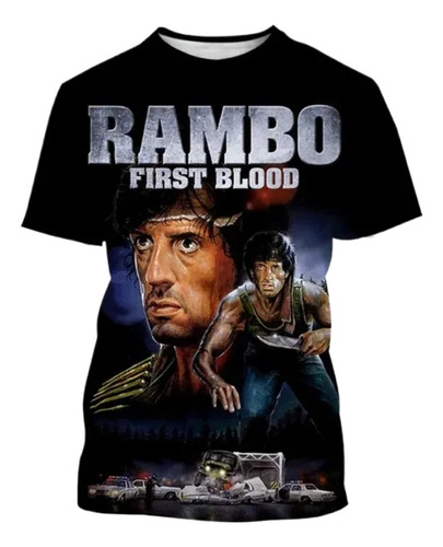 Rambo 3d Polera De Manga Corta Para Hombre