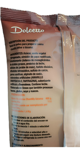 Crema Chantilly Sabor Lucuma En Polvo. 400g Agronewen