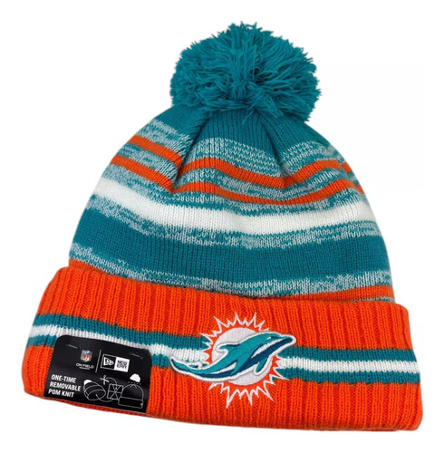 Gorro De Invierno Miami Dolphins New Era Naranja Universal Rayas