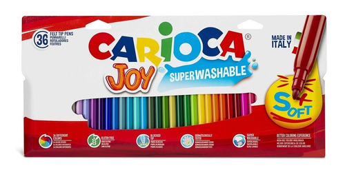 Marcador Para Colorear Carioca Joy Fibras Escolares X36