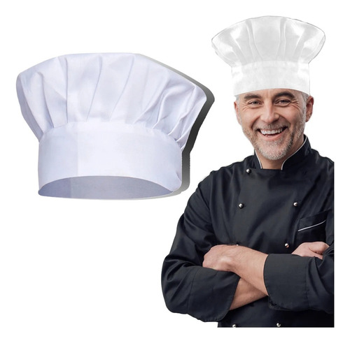 Sombrero Cocinero Gorra Gorritos Chef Cabeza Ajustable Blanco M