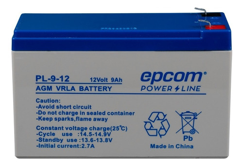 Bateria Recargable Respaldo 12v 9ah Epcom Agm-vrla  Pl-9-12