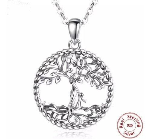 Cadena Y Colgante De Plata Con Diseño Arbol De La Vida  925 