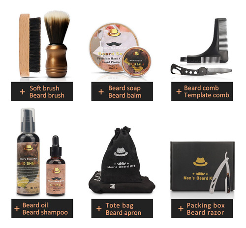 Set De Cuidado De Barba Barber, Kit De Aseo, Aceite Y Bálsam