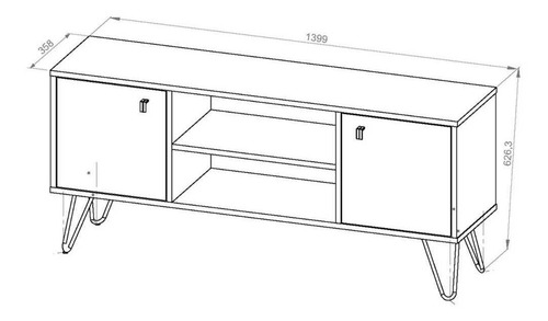 Imagen 4 de 6 de Rack Tv Dielfe Industrial Nórdico Mdf/hierro