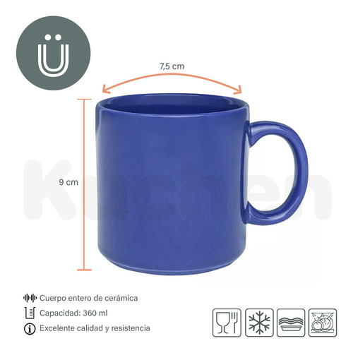 Canecas de cerâmica Biona Caneca segura para microondas 360cc X 6u cor branca