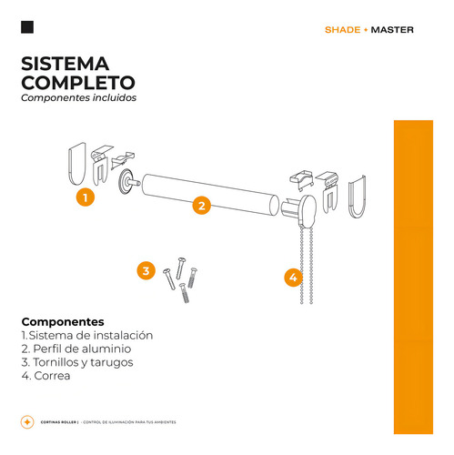 Cortina Roller Sunscreen 100x120cm Shade Master Premium Color Blanco CORT1000