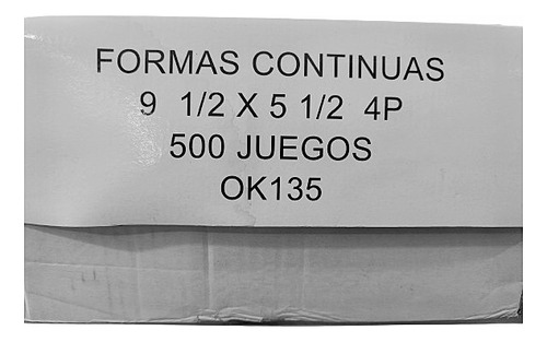 Forma Continua 4 Partes 9 1/2 X 5 1/2 Media Carta 500 Juegos