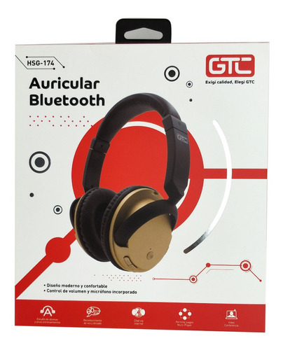 Auricular Bluetooth Gtc Hsg-174 Negro Y Dorado 