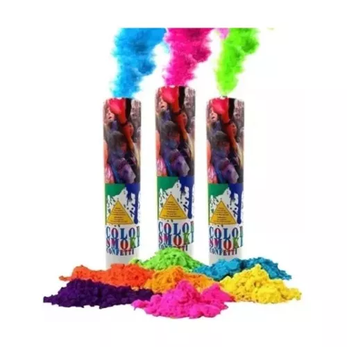 Pack 3 Confetti Cotillon Cañon Lanza Humo Colores 40cm