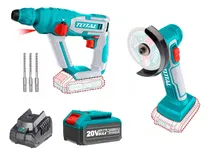 Comprar Mini Amoladora 20v + Rotomartillo 20v 16mm Total Bateria 4ah