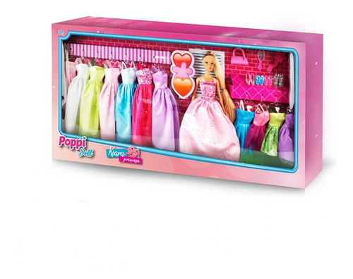 Muñeca Poppi Kiara Princesa Set Vestidos Con Accesorios