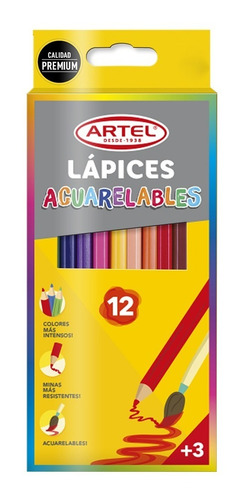 Lapices Acuarelables 12 Colores + Pincel