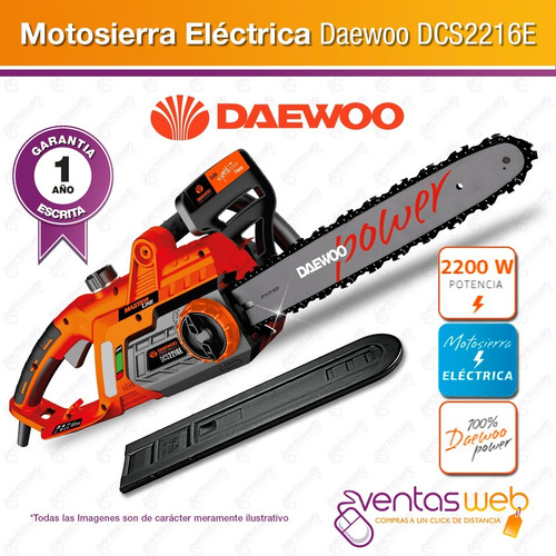 Imagen 2 de 5 de Motosierra Electrica Daewoo Electrosierra Espada 40cm 2200w
