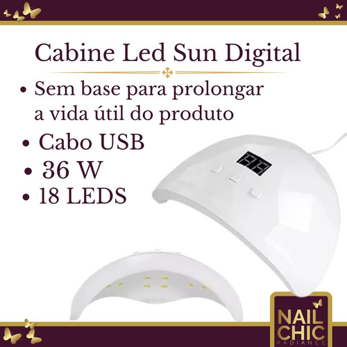 Cabine Led/uv Sun Digital 36w Bivolt Sun Unhas Gel Acrigel