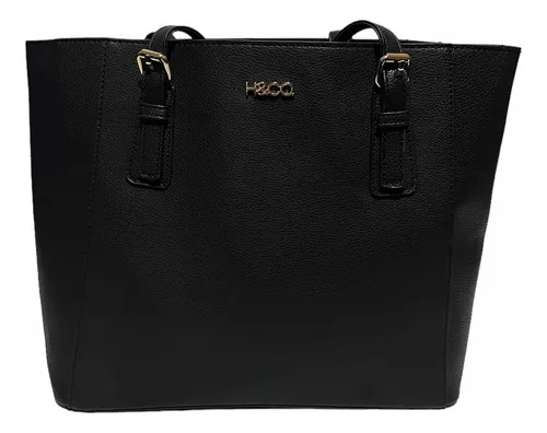 Bolsa H&co Tote Negra Con Croosbody Y Cosmetiquera