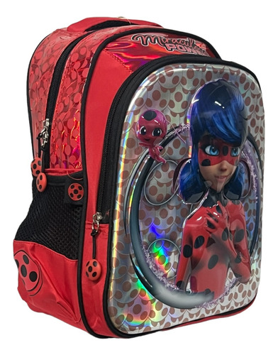 Kit Mochila Lady Bug 3d Lapicera Original Fotorama Kinder
