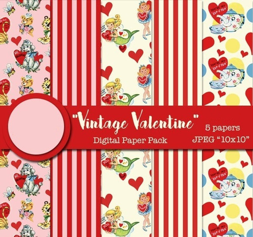 Kit De Papel Digital Shabby Chic Amor Vintage Valentine