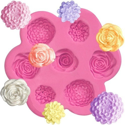 Molde Silicona Suculentas Mini Rosas Porcelana Fria Fondant