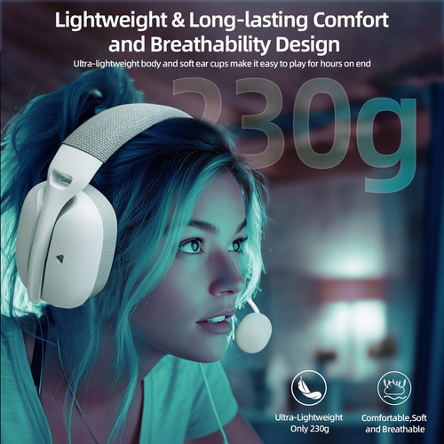 Auriculares Inalámbricos Para Juegos Attack Shark L80 Pro Color Blanco