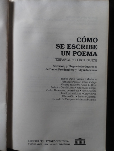 Cómo Se Escribe Un Poema De Freidemberg Y Russo - El Ateneo (Usado)