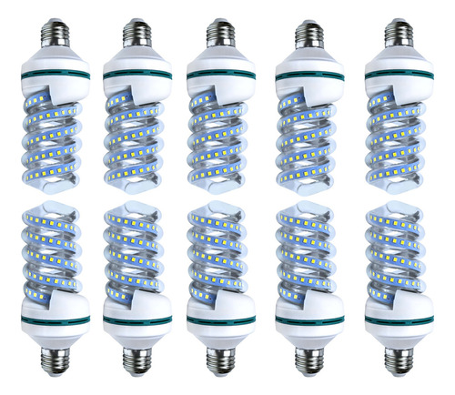 Kit De 10 Piezas Foco Led Espiral Casa 20w Ahorradores /e Luz Blanco Frío