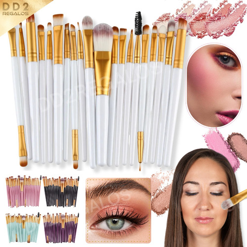 Set 20 Brochas Maquillaje Artístico Sintéticas Rostro