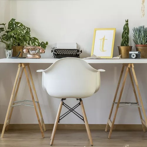 Kit 3 Cadeiras Charles Eames Wood Com Braços - Estrutura Da Cadeira Branco