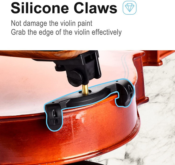MOREYES Reposacabezas para violín para 4/4 y 3/4 cómoda almohadilla de espuma y garras de silicona duraderas. reposamanos para violín con pies plegables y ajustables 